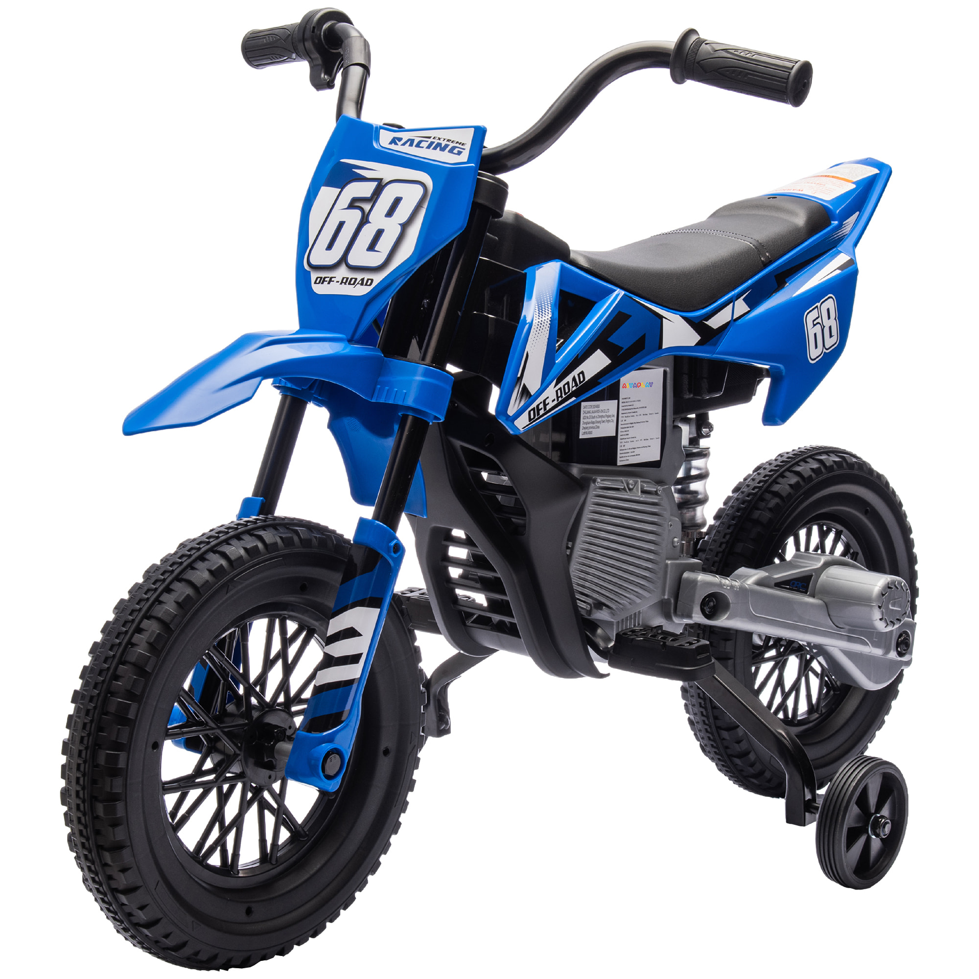 Moto cross électrique dirt bike enfant 12V 2 moteurs 2 vitesses 2,4-5 Km/h musiques bleu