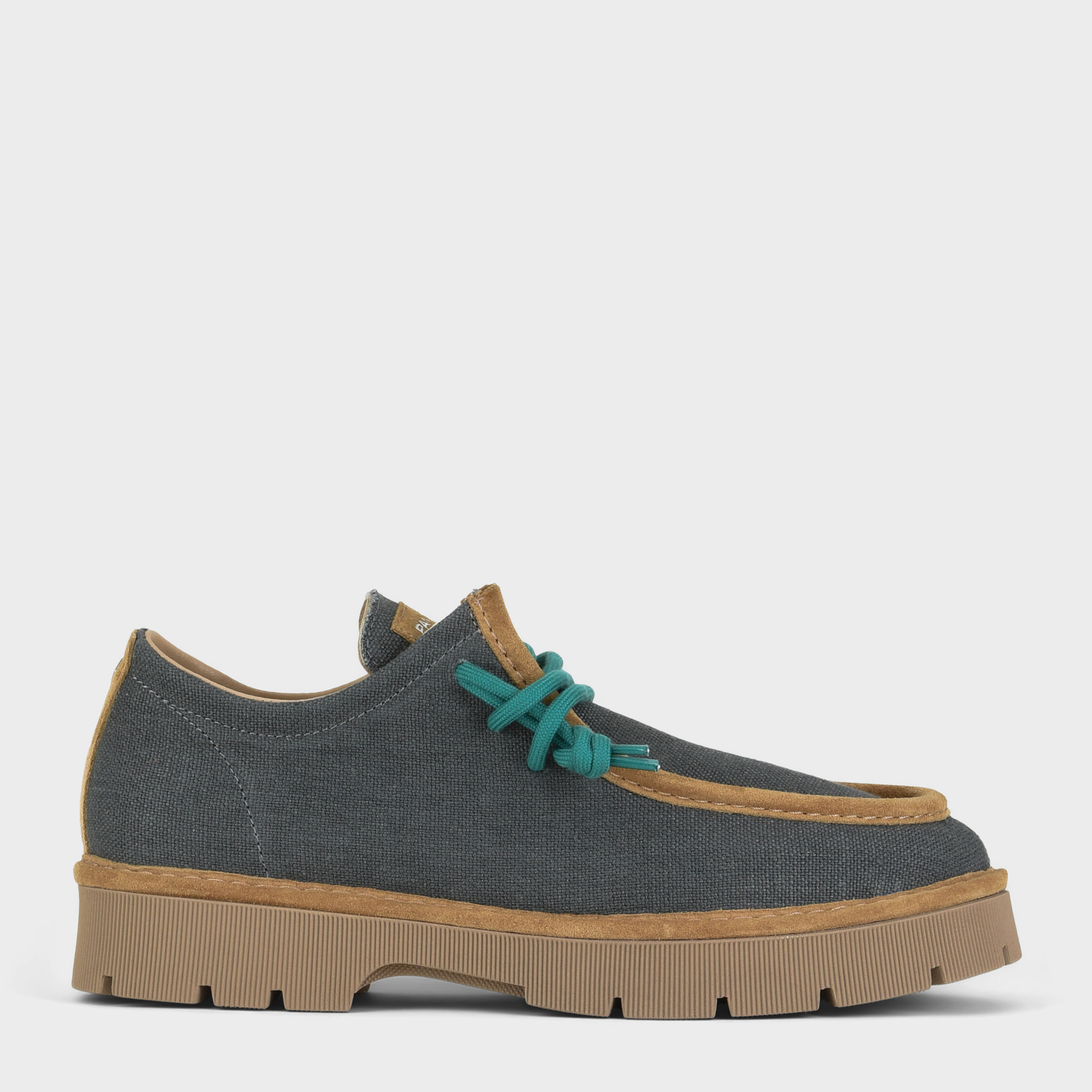 ZAPATO CON CORDONES HOMBRE P99 DE LINO Y ANTE ASFALTO VERDE PEPPER