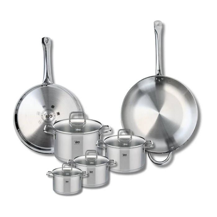 Ensemble de 2 Poêles de cuisson 28 et 32 cm et 4 faitouts 12, 14, 16 et 20 cm Elo Profi Citrin