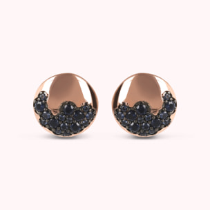 Orecchini a Bottone con Disco Pavé in Prisma Gem Blu