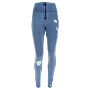 Jeans WR.UP® a vita alta in denim chiaro effetto used