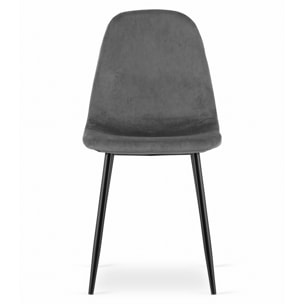 Sedia Como in velluto grigio scuro con gambe nere