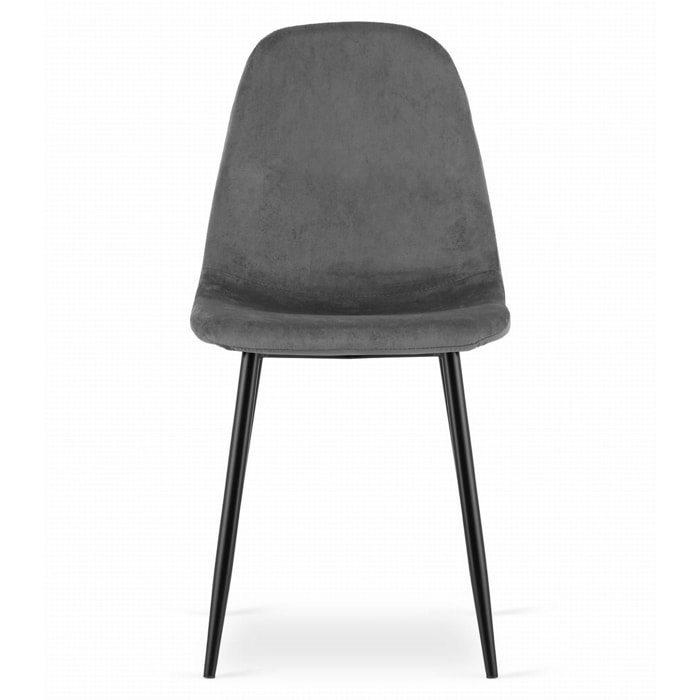 Sedia Como in velluto grigio scuro con gambe nere