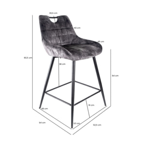 Chaise de bar en velours avec poignée et pieds en métal - ROSA 2