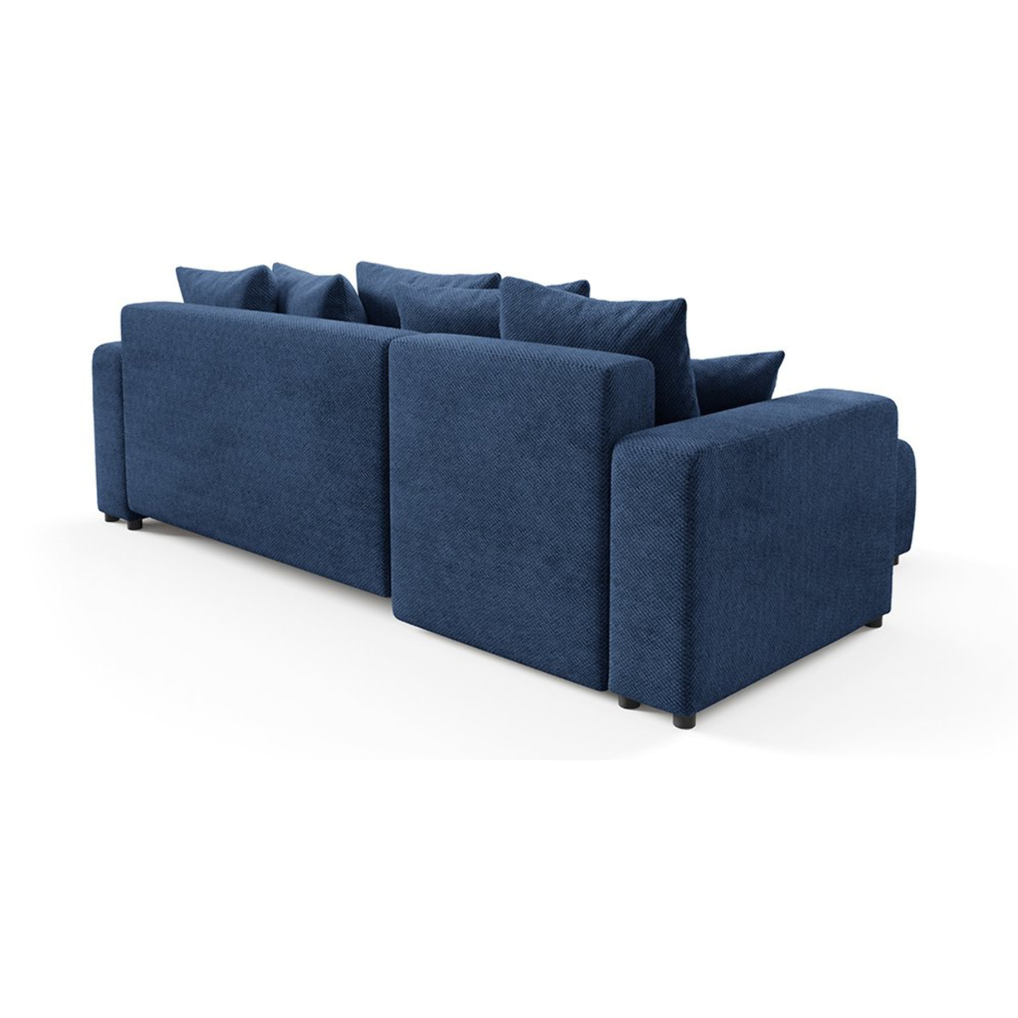 GLORIA - Canapé d'angle gauche convertible 4 places en tissu bleu