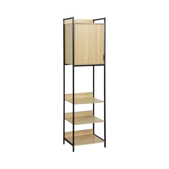 Module dressing décor bois et métal 5 étagères 1 porte CLEVER