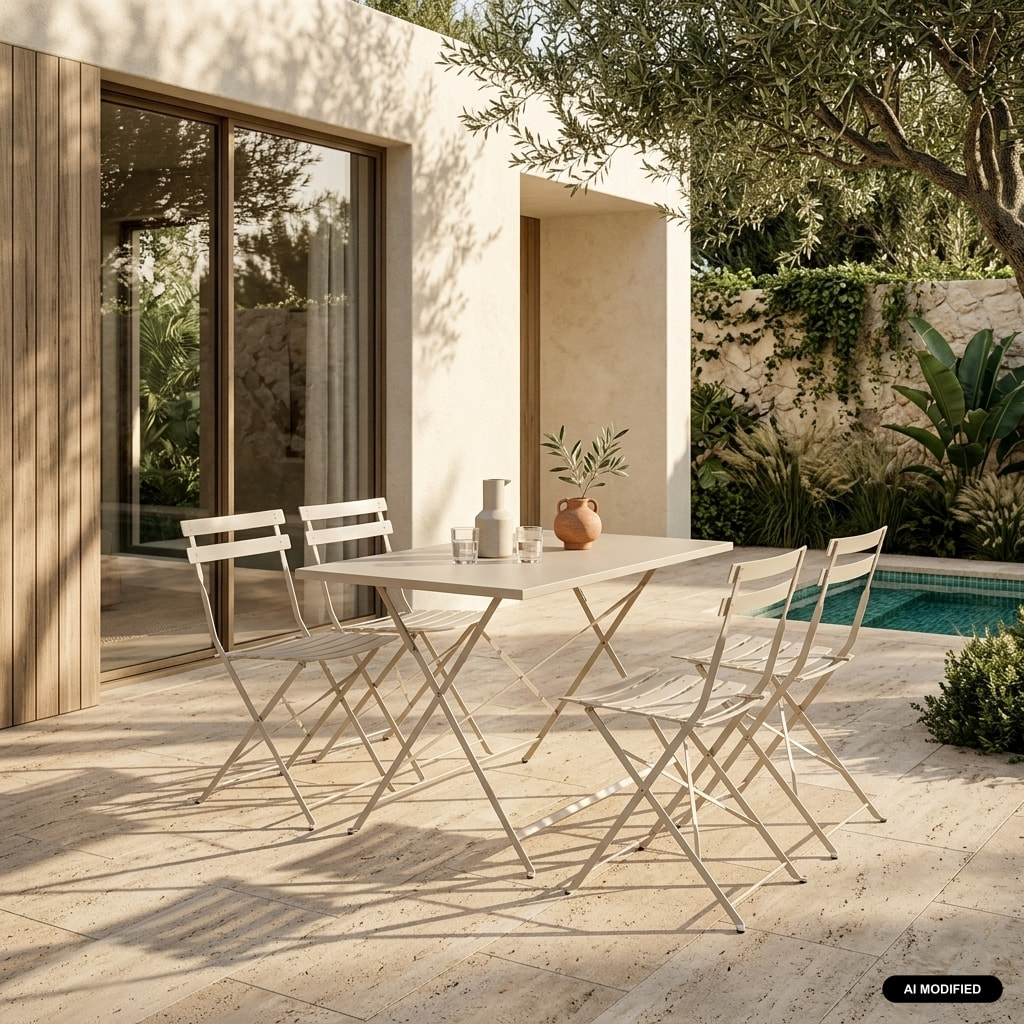 Table de jardin bistrot pliante métal + 4 assises EMILIA