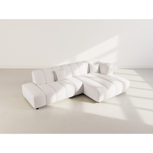 Curtis - canapé d'angle droit 4 places sans accoudoir en tissu texturé - Beige