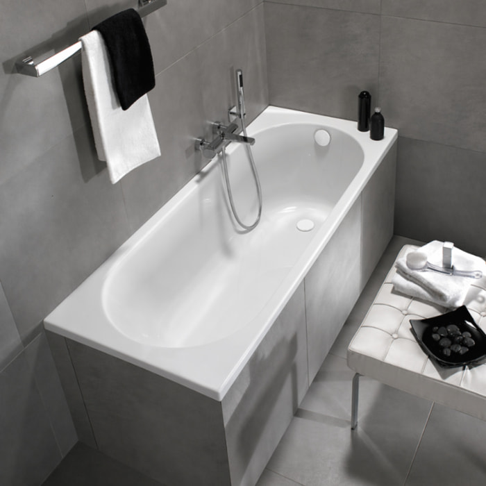 Baignoire droite 160 x 70 VILLEROY & BOCH O.Novo + Pieds + Vidage WIRQUIN blanc