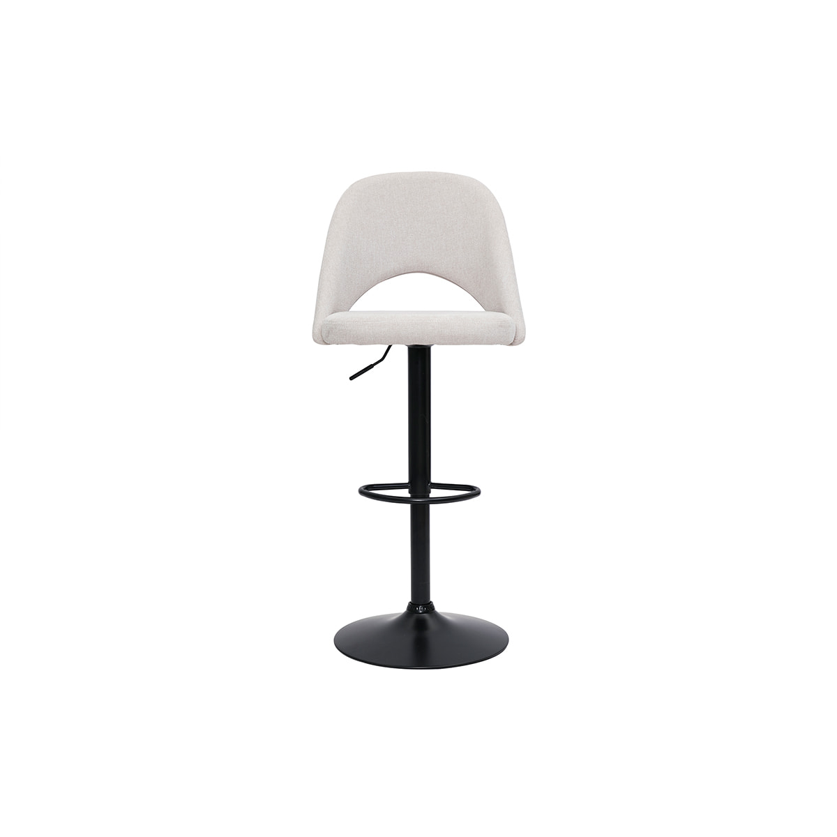 Tabourets de bar relevables tissu effet velours texturé beige et métal noir (lot de 2) COSETTE