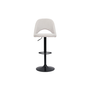 Tabourets de bar relevables tissu effet velours texturé beige et métal noir (lot de 2) COSETTE