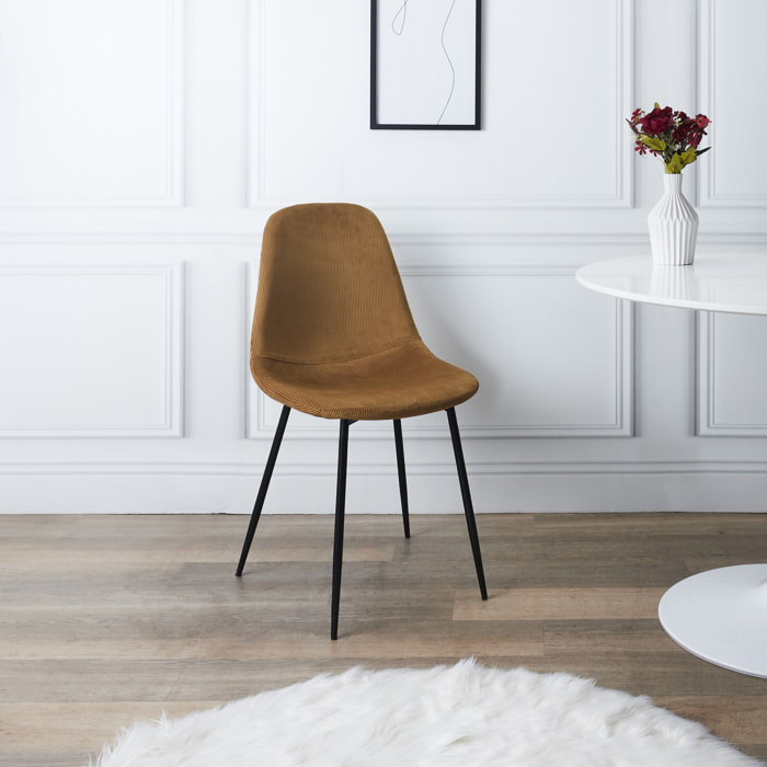 Chaise Velours Cotele Giulia Jaune Moutarde - Lot de 4