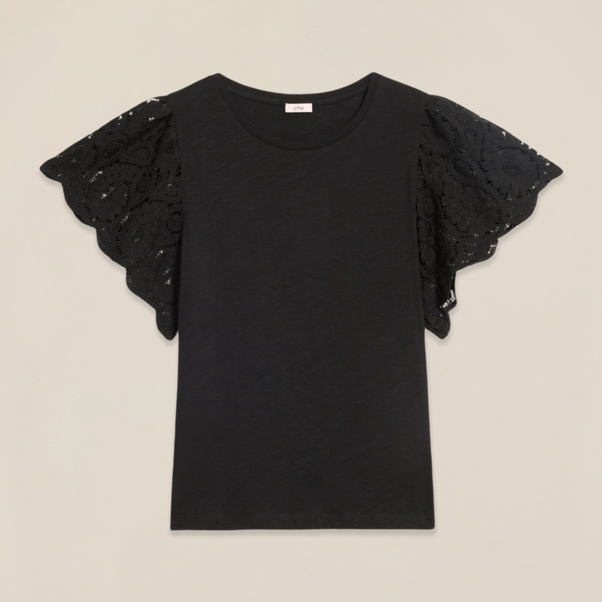 Oltre - Camiseta con mangas de encaje - Negro