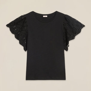 Oltre - Camiseta con mangas de encaje - Negro