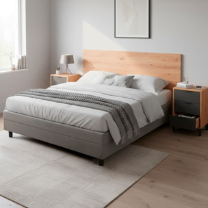 Set Testiera Letto Matrimoniale Con 2 Comodini Design Moderno Per Letti 135 E 150 cm Con Cassetti Camera Letto 60x160x2,5 Cm Rovere e Grigio Antracite