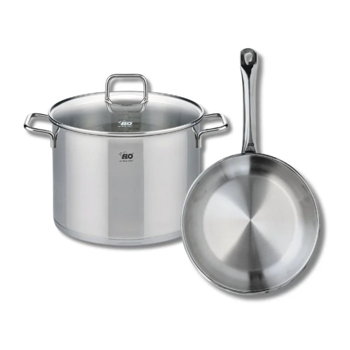 Ensemble de 1 Poêle de cuisson 24 cm et 1 faitout 26 cm Elo Profi Citrin