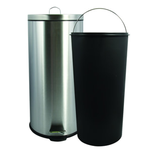 Poubelle à pédale de cuisine Inox 30L Gris MSV
