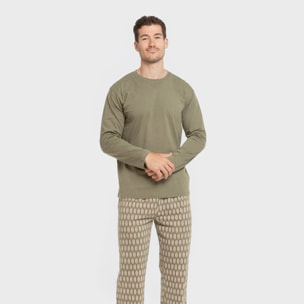 Pijama largo algodón hombre Arpani Verde