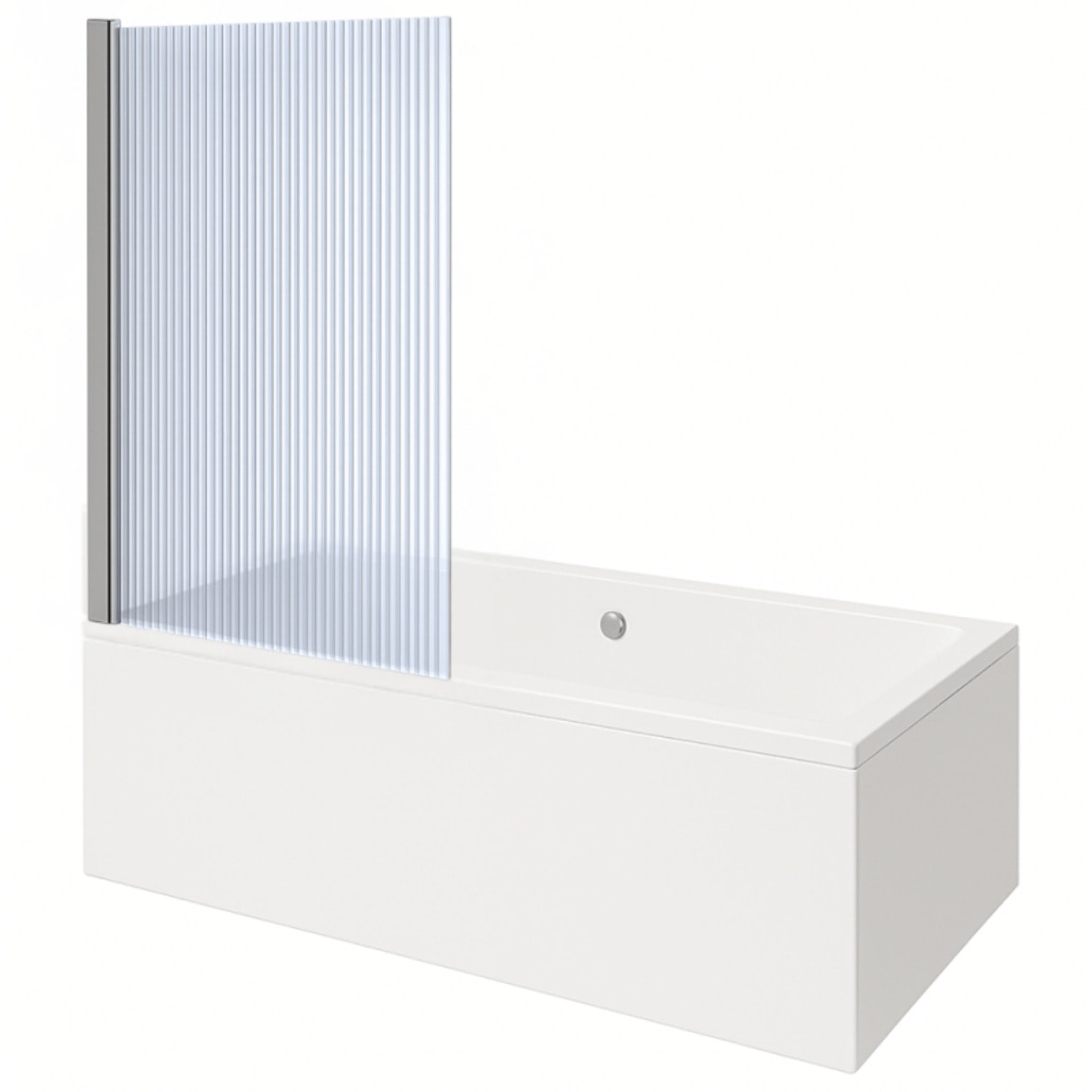 Baignoire rectangulaire Neon 180x80cm + Pare bain gauche AURYS Raywall chromé profilé gauche