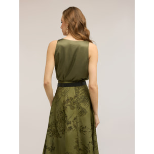 Motivi - Top de raso de hombro ancho - Verde militare