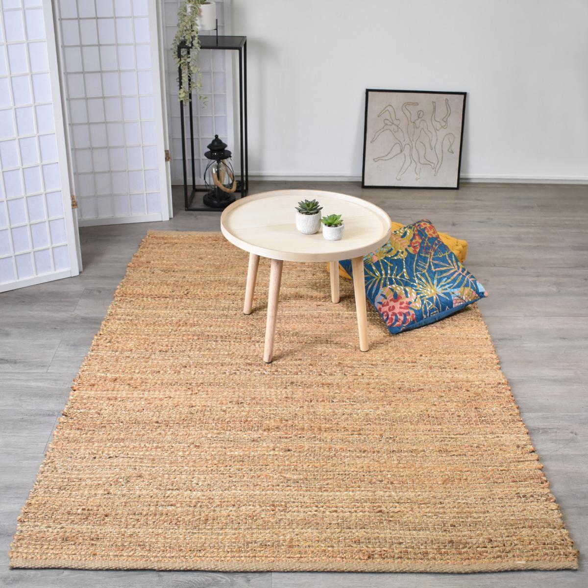 Tapis en jute fait à la main motif uni TOFE