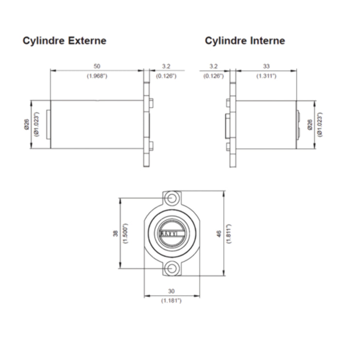 CYL. ADAPTABLE CHEBA 262S+ LT 3CLES