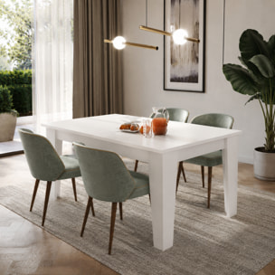 Tavolo da Pranzo Allungabile Da 140 A 200 Cm Gambe a Spillo Design Moderno 8 Posti Estensibile Guide In Metallo Cucina Salotto Soggiorno Bianco