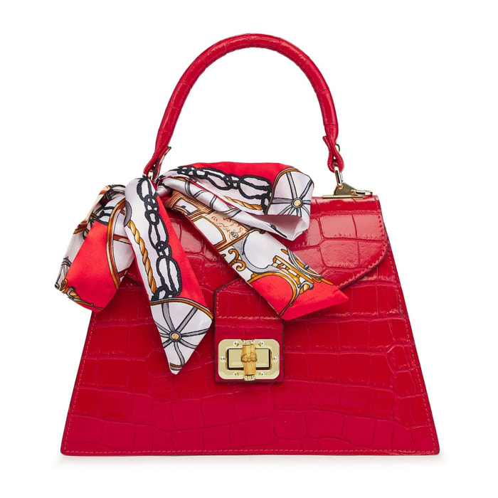 Borse Donna colore Rosso-in pelle Made in Italy 28x21x10cm