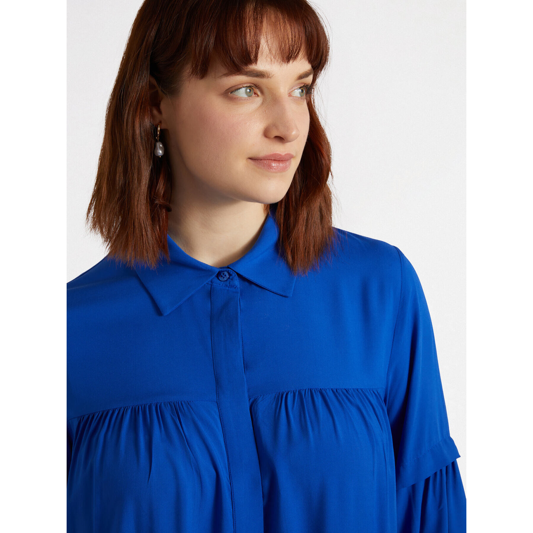 Fiorella Rubino - Vestito a balze con viscosa LENZING™ ECOVERO™ - Bluette