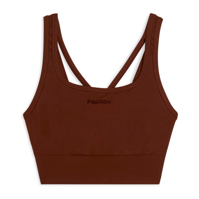 Top sportivo seamless supporto medio con inserti a costine