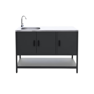 Cuisine extérieure 3 modules acier inoxydable avec barbecue charbon noir Naxos