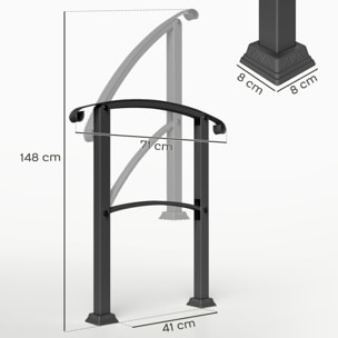 Barandilla de Escalera 71 cm Pasamanos para Escalera con Kit de Instalación Ángulo Ajustable para 1-3 Escalones para Exterior Terraza Patio Negro