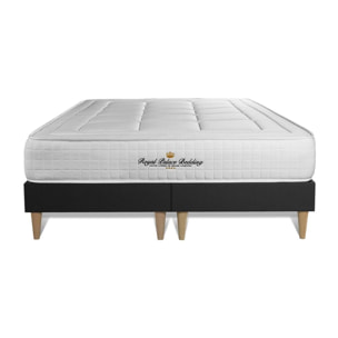 Ensemble - Matelas Mémoire de forme 24cm d'épaisseur - 3 zones de confort - Confort ferme - Sommier tapissier monobloc - 2 places