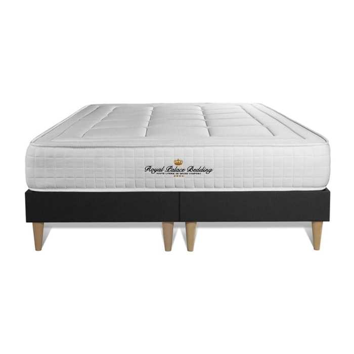 Ensemble - Matelas Mémoire de forme 24cm d'épaisseur - 3 zones de confort - Confort ferme - Sommier tapissier monobloc - 2 places