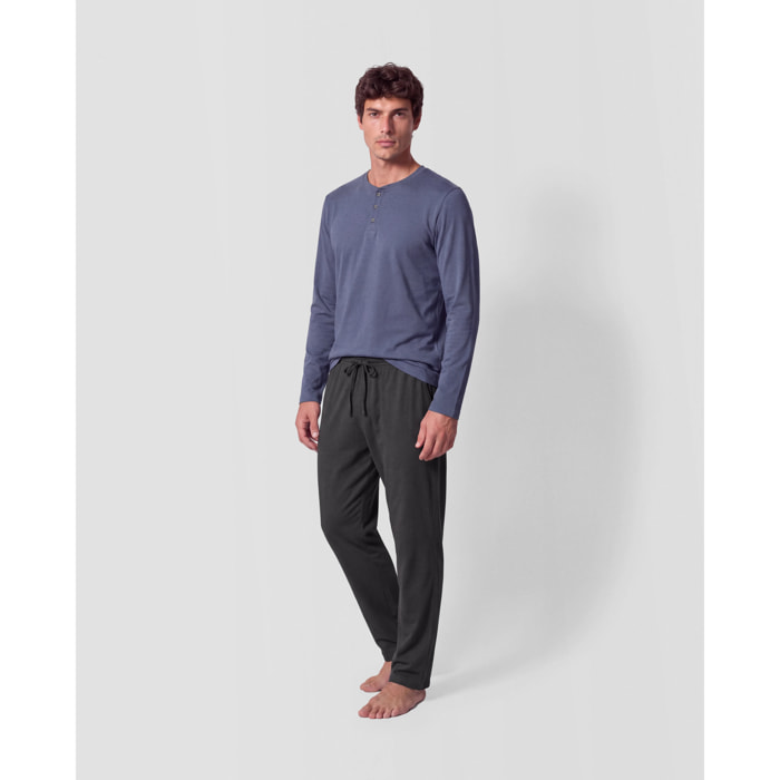 Pijama largo hombre con botones indigo - marino