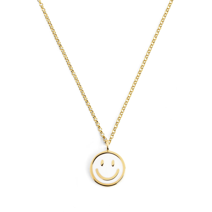 Collar Smiley White Enamel Baño Oro