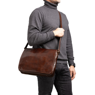 Borsa a tracolla  da uomo In Vera pelle Made in Italy 28x35x9 cm