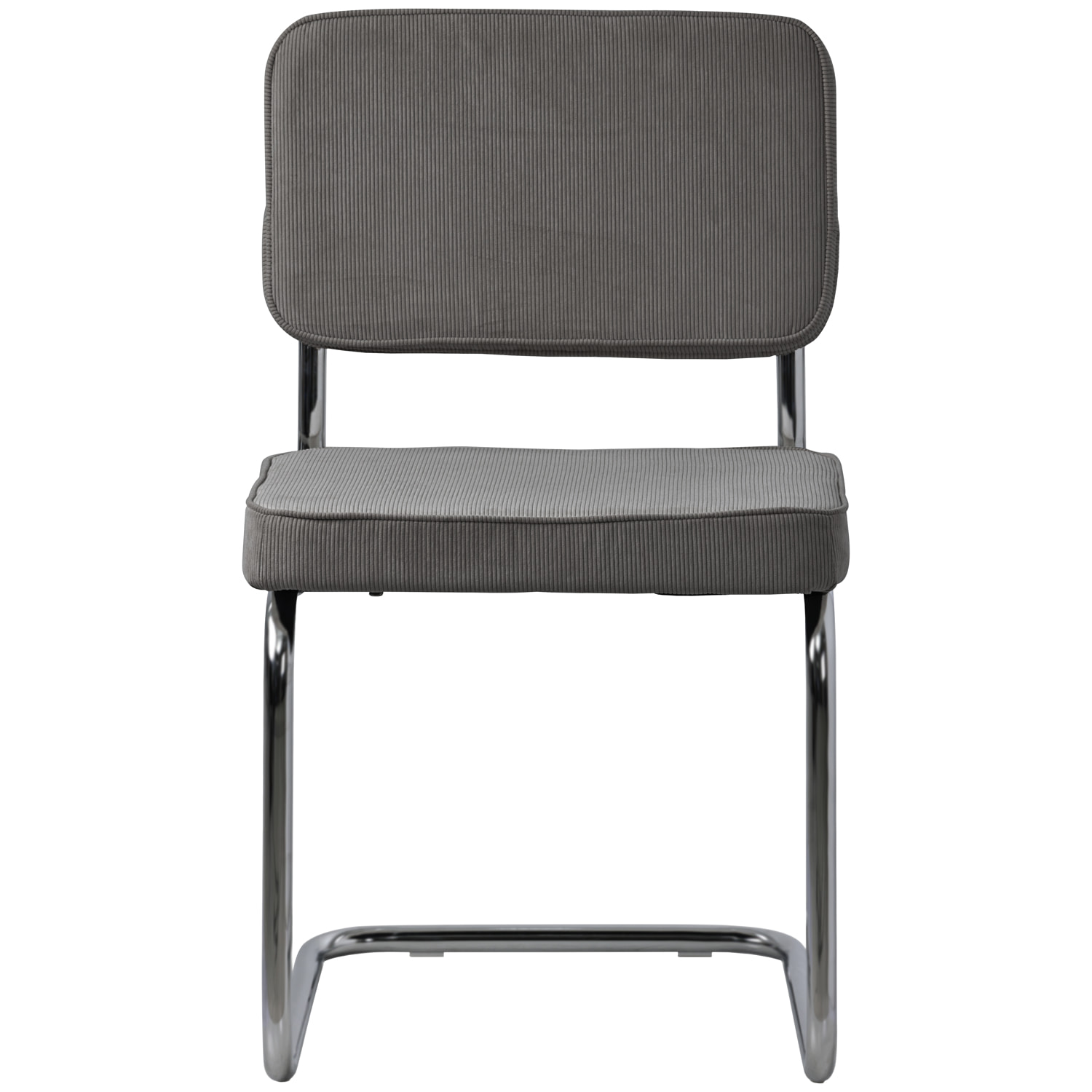 Lot de 2 chaises cantilever en velours côtelé gris MARIA