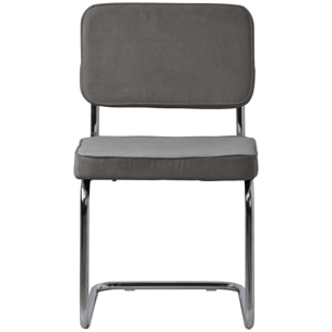 Lot de 2 chaises cantilever en velours côtelé gris MARIA