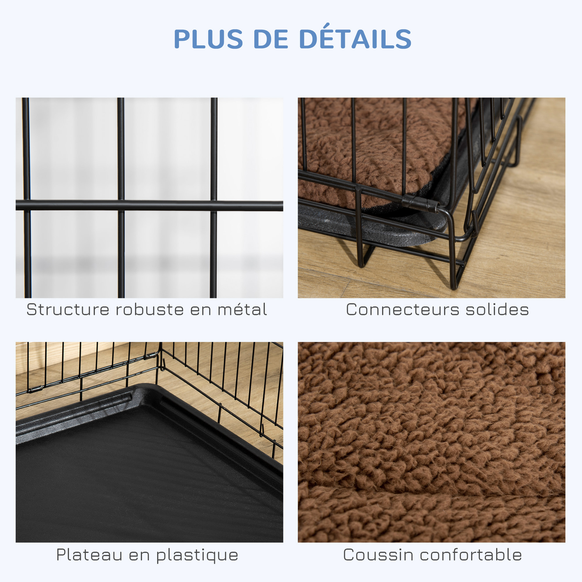 Cage de transport pliante pour chien poignée, plateau amovible, coussin fourni 76 x 53 x 57 cm noir