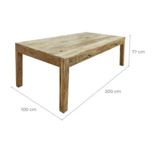 Table rectangulaire Lili 8 personnes en bois 200 cm