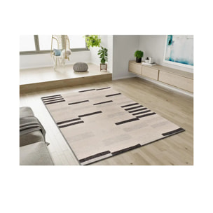 LESSIA Alfombra geométrica de pelo corto crema, varias medidas disponibles.