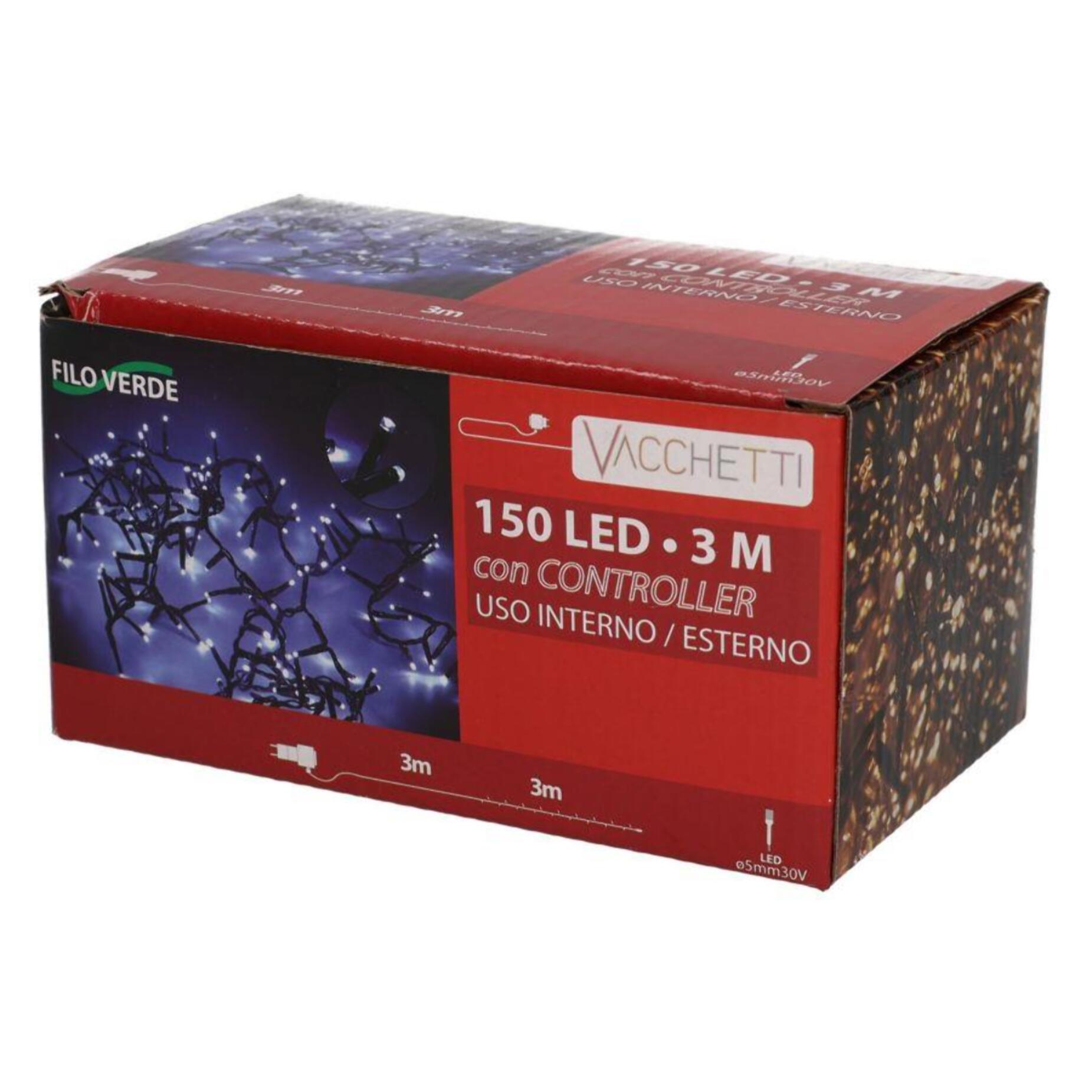 Catena luminosa con 150 led bianco freddo con controller cm300