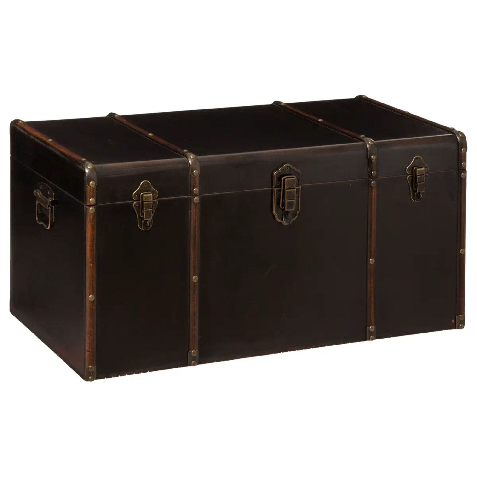 Set de 3 malles british flower noir L61/71/81cm