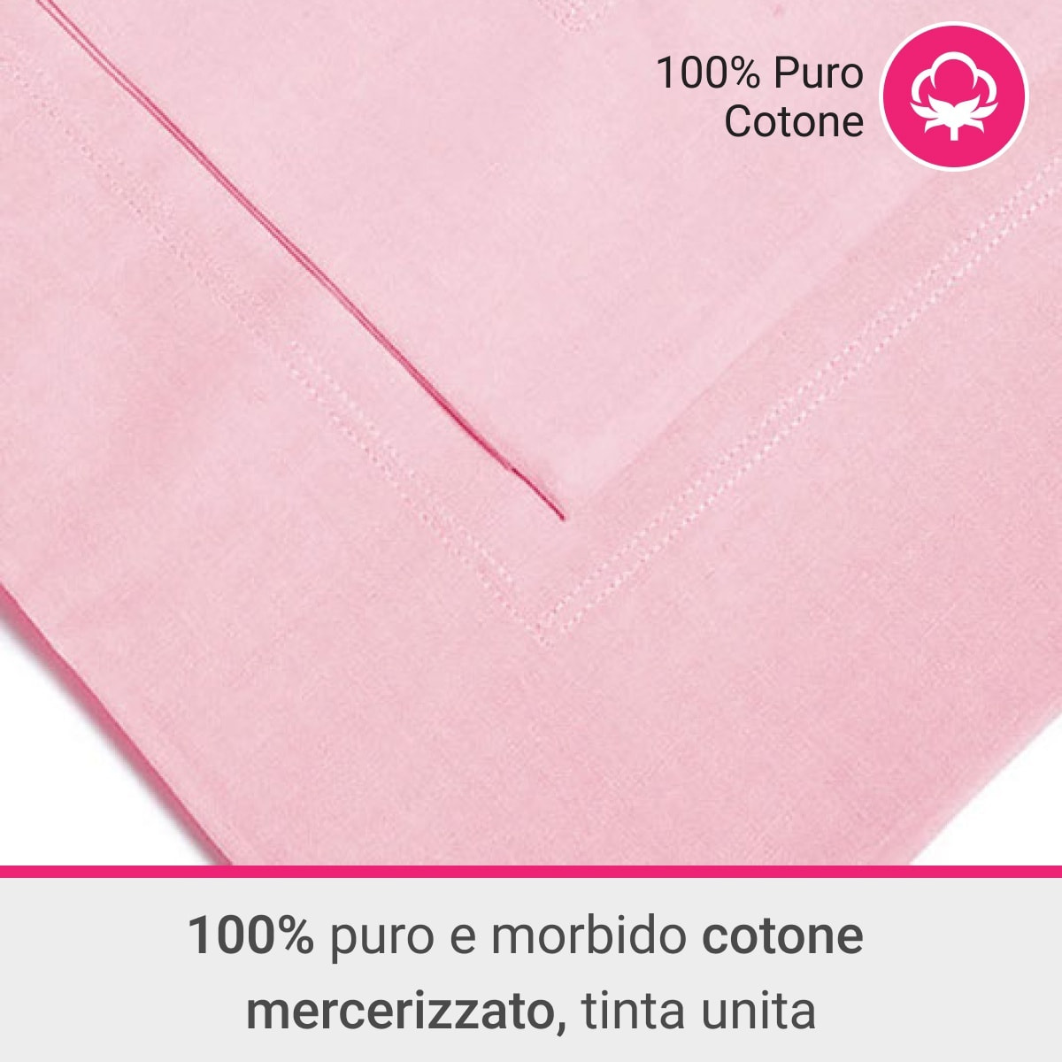 Coppia Federe 3 volani IPERSAN Puro Cotone Rosa
