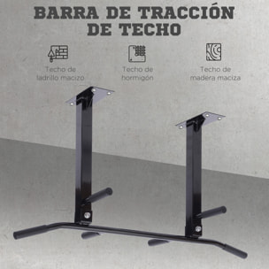 Barra de Dominadas de Pared Barra para Dominadas de Acero Barra de Tracción para Entrenamiento en Casa Hogar Carga Máx. 150 kg 105,5x28x49 cm Negro