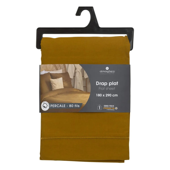 Drap plat percale mordoré 180x290cm