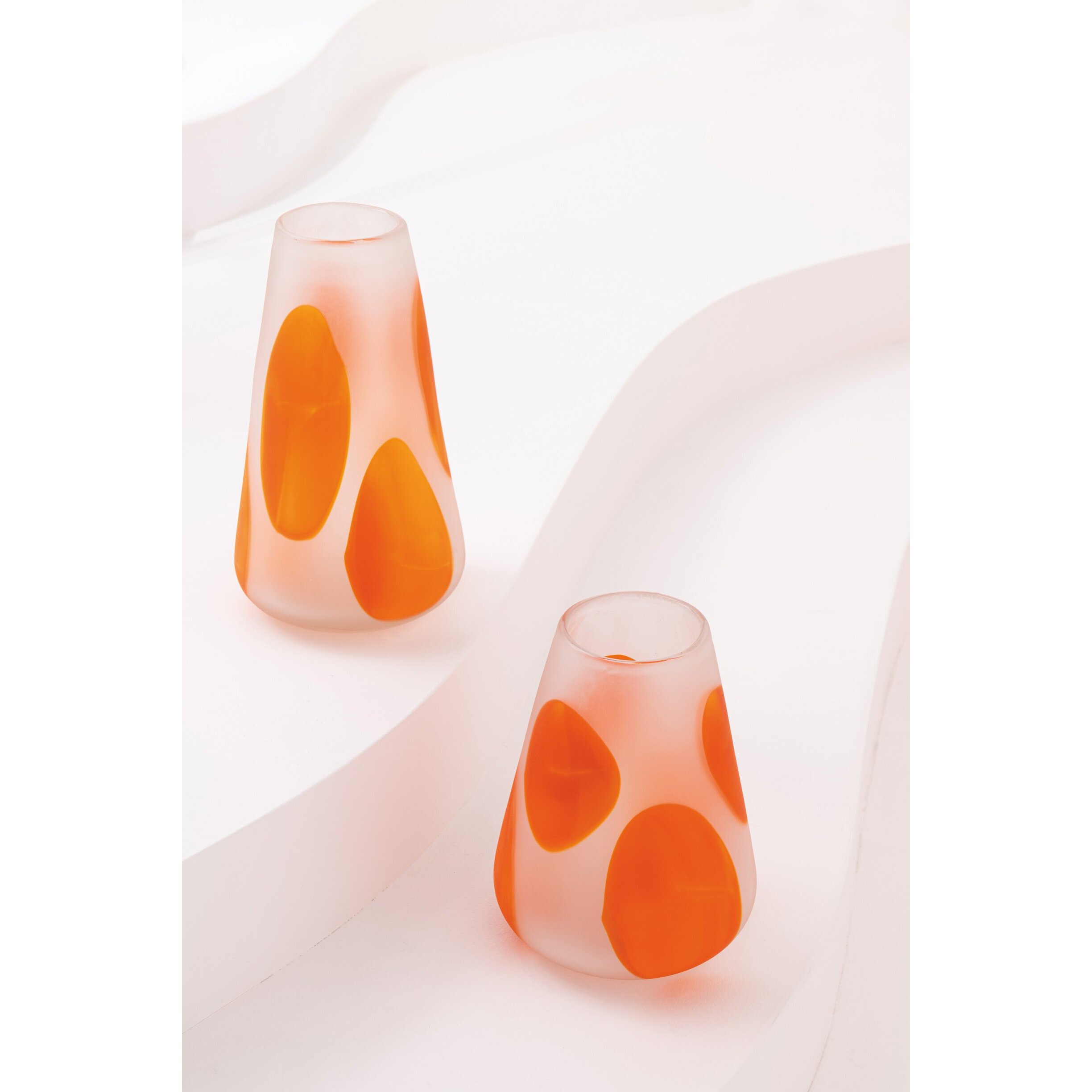 J-Line Photophore Pois - verre - orange foncé/transparent - small