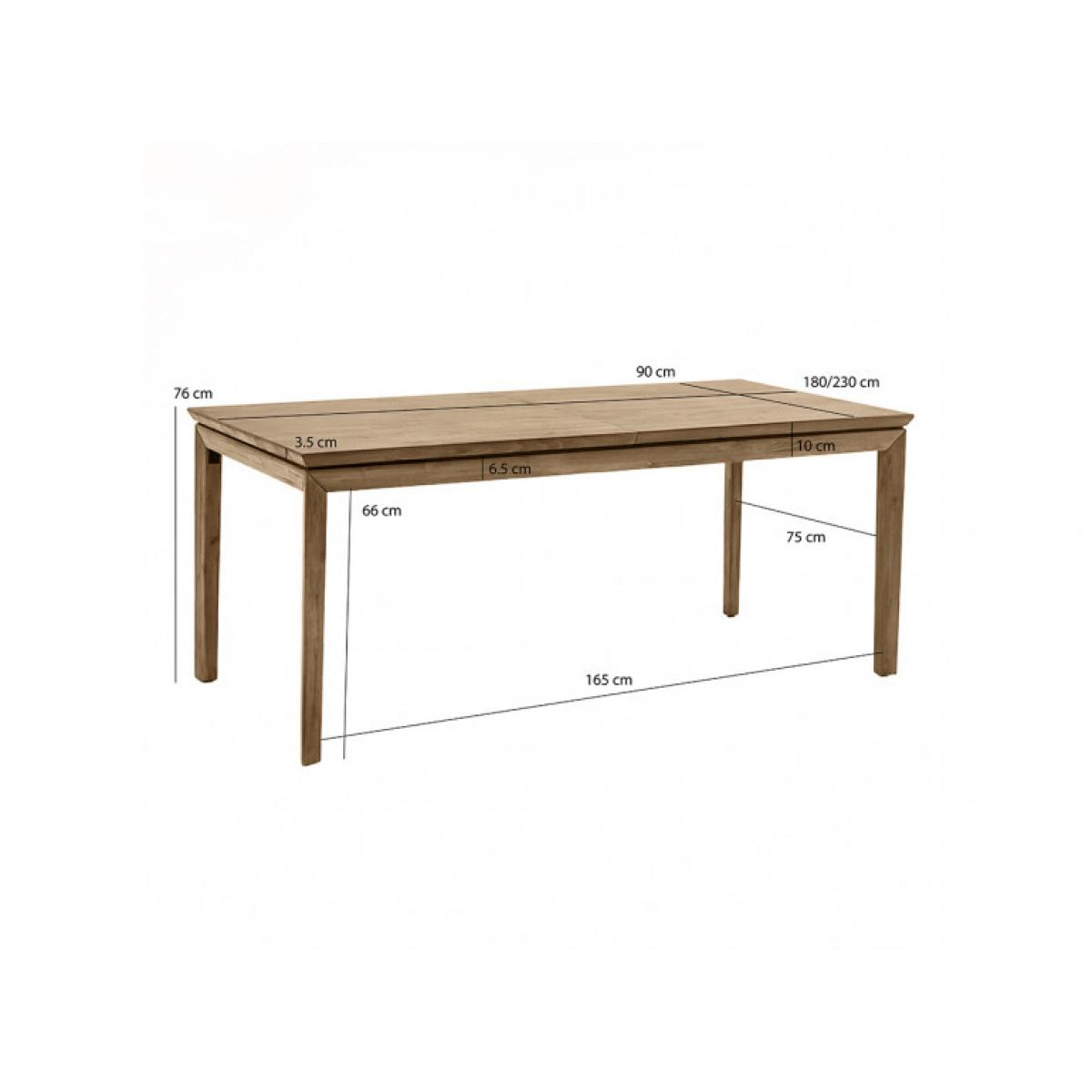 Table de repas extensible L180/230cm en bois d'acacia - AMALFI