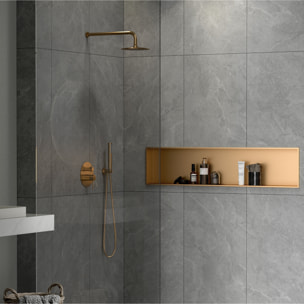Aurum Niche de Douche à encastrer, Acier Inoxydable 304, 121x28x10cm, Cuivre brossé PVD (SATAURN12128BRG)
